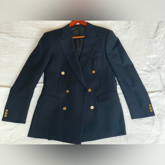 Navy blue soft wool high end blazer